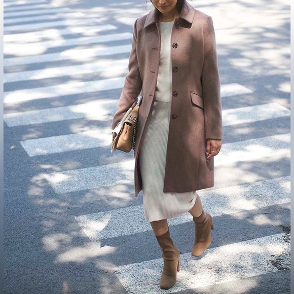 New RW&Co Classic Wool Fitted Preppy Coat in Deep Taupe - Picture 2 of 15